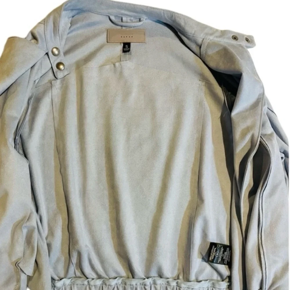 BLANK NYC Blue Suede Moto Jacket with Asymmetrical Design and Lapels. - Picture 14 of 14